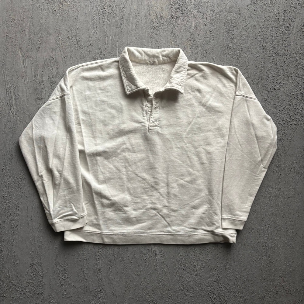 John Galt Oversized 1/4 Button up Pullover Sweatshirt Unisex XL
